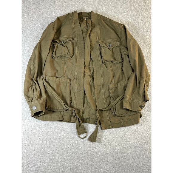 Free People Belted Wrapped Military Jacket Green Size Small - Picture 5 of 10